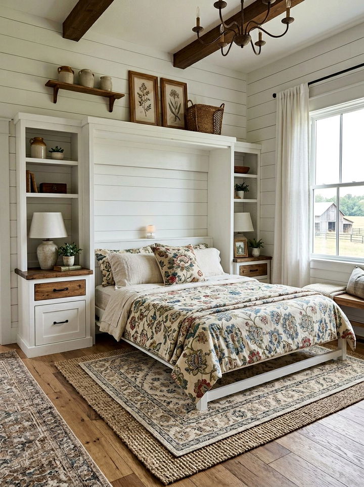 Farmhouse Wall Bed - 30 bedroom wall bed ideas
