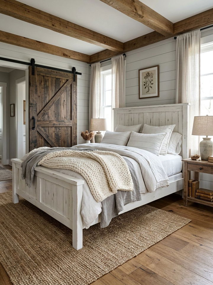 Farmhouse White Bed Frame - 30 bedroom white furniture ideas