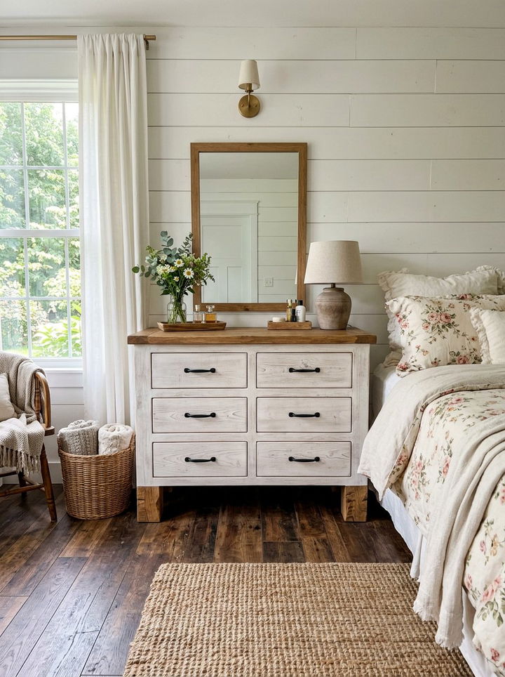 Farmhouse White Wash Vanity - 30 bedroom makeup vanities