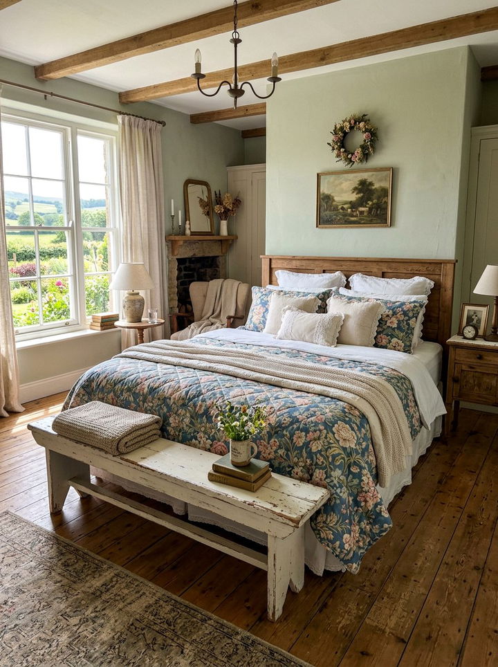 Farmhouse Wood Bench - 30 bedroom stools