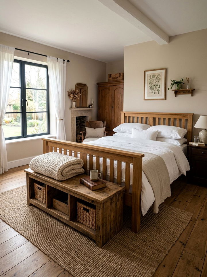 Farmhouse Wood Storage Bench - 30 bedroom storage benches