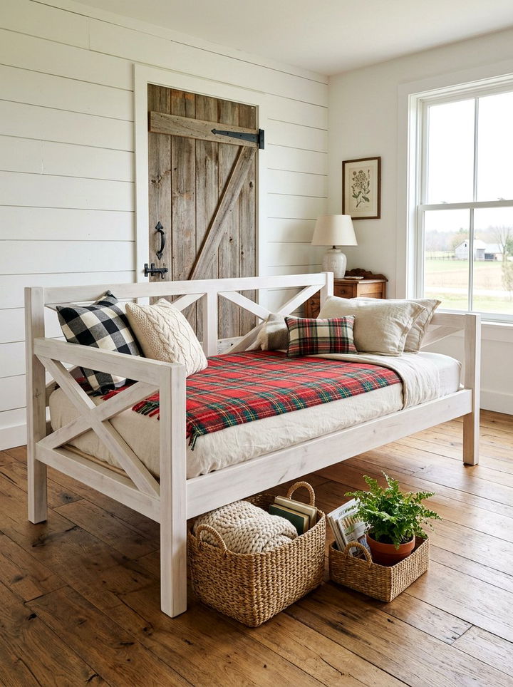 Farmhouse X Frame Daybed - 30 bedroom daybed ideas