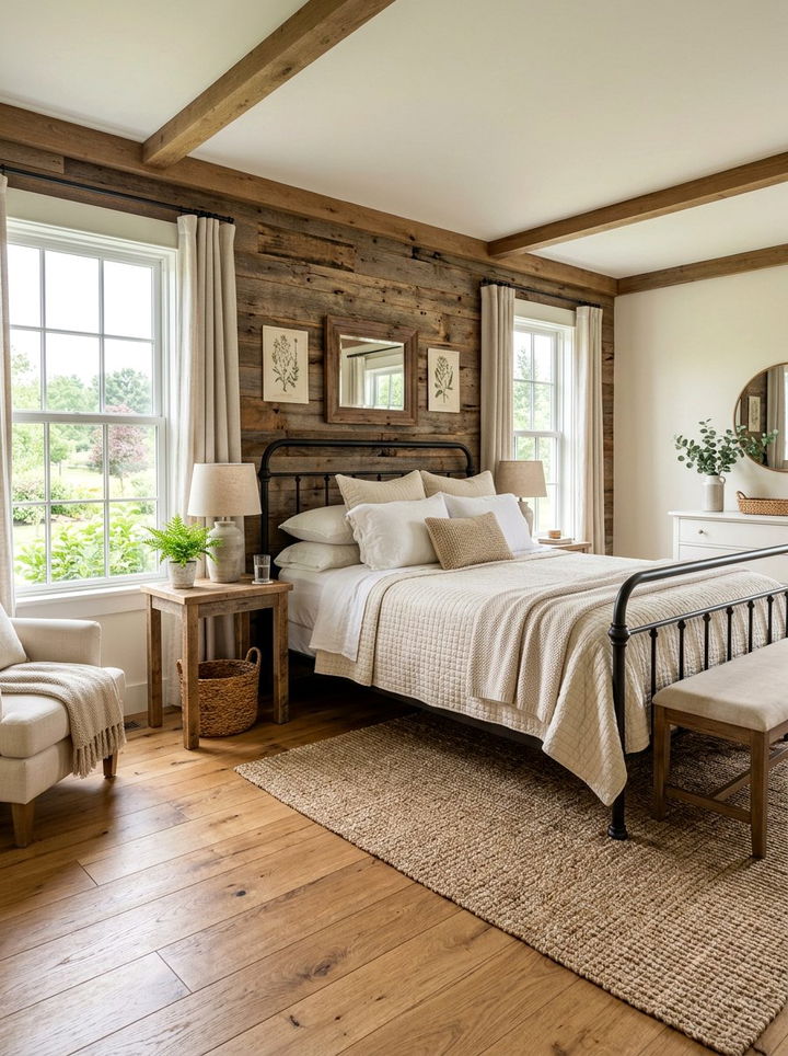 Farmhouse bedroom - 30 rustic beige bedroom ideas