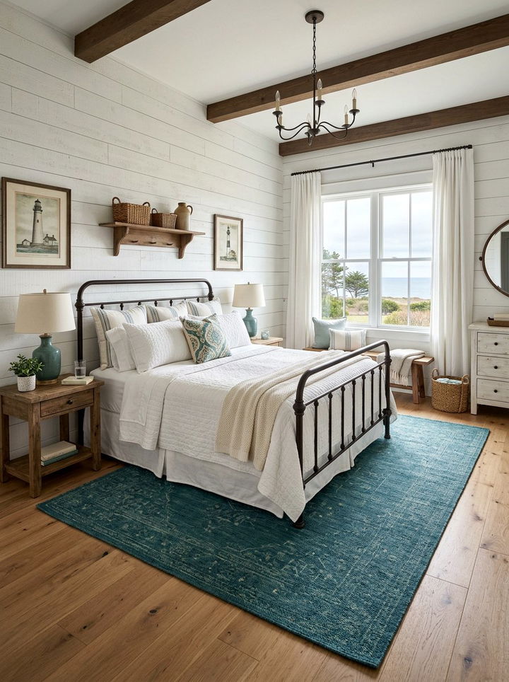 Farmhouse coastal teal bedroom - 30 coastal teal bedroom ideas