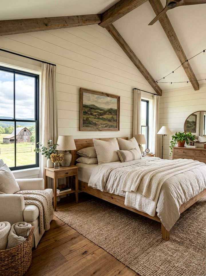 Farmhouse cream bedroom - 30 contemporary cream bedroom ideas