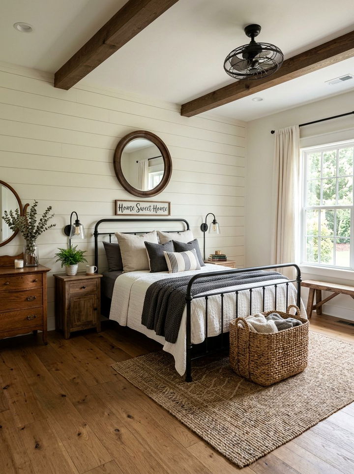 Farmhouse ivory bedroom - 30 off-white bedroom ideas