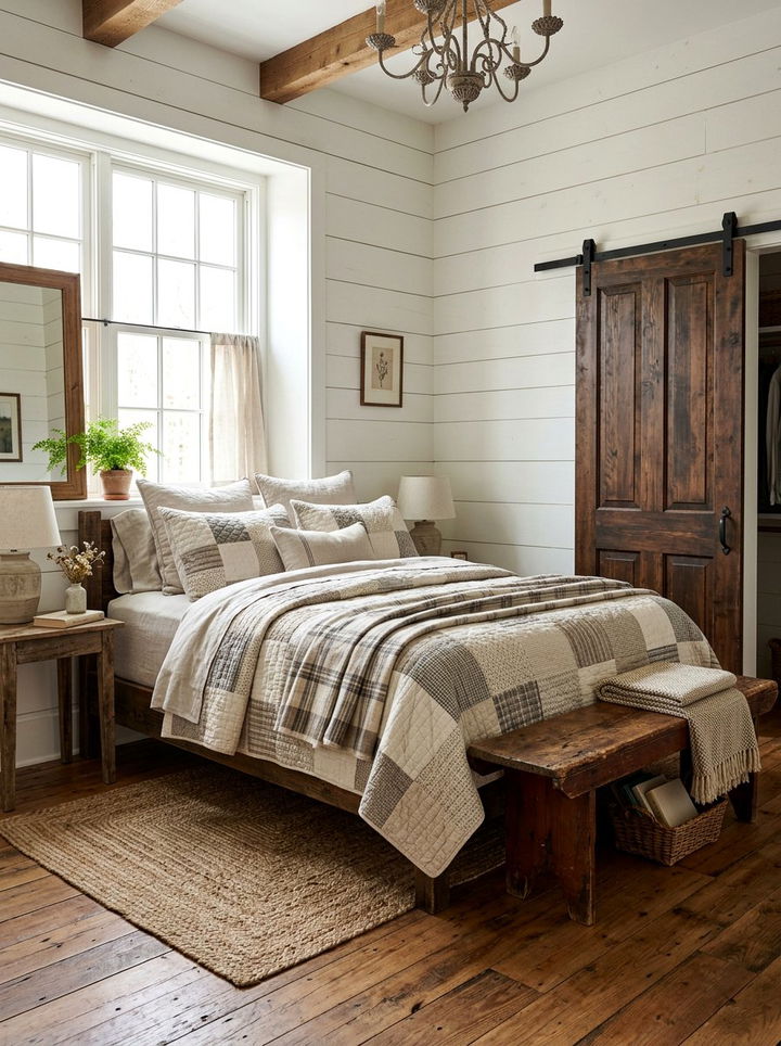 Farmhouse quilted bedding - 30 quilted bedroom ideas