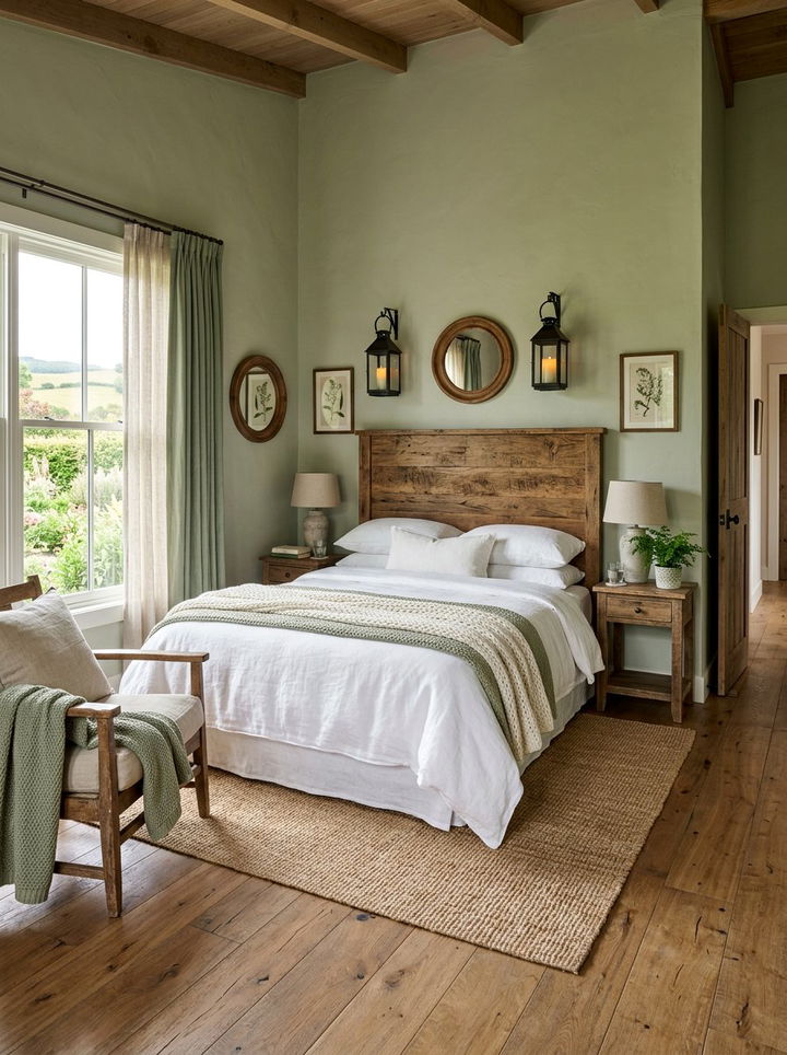 Farmhouse sage bedroom - 30 sage and white bedroom ideas