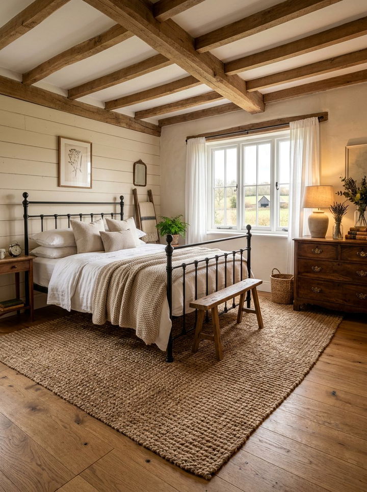 Farmhouse sisal rug - 30 sisal bedroom ideas