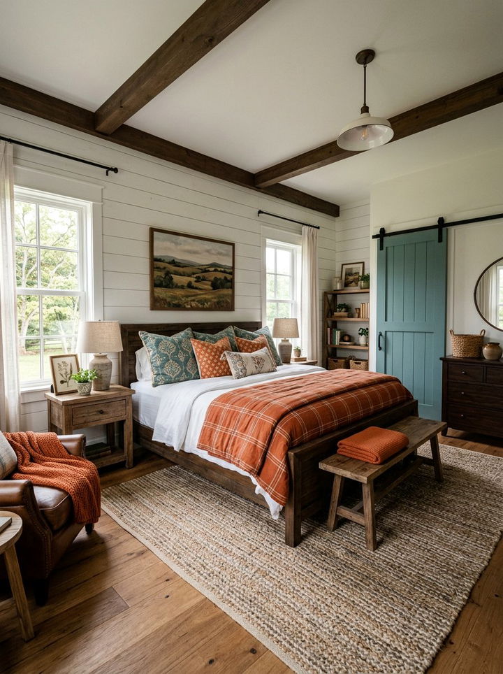 Farmhouse teal and orange bedroom - 30 teal and orange bedroom color combo