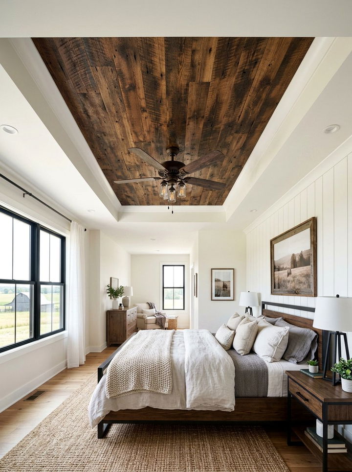 Farmhouse tray ceiling - 30 bedroom tray ceiling ideas