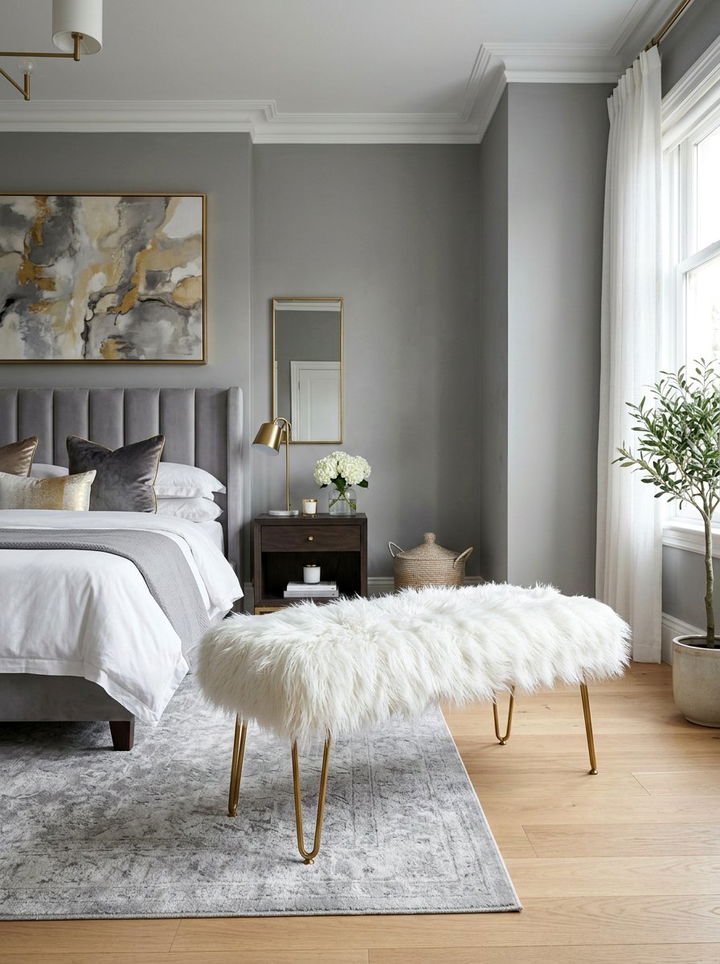 Faux Fur Bench - 30 bedroom end of bed benches