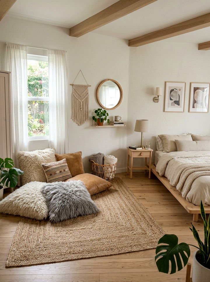 Faux Fur Floor Pillow - 30 faux fur bedroom ideas