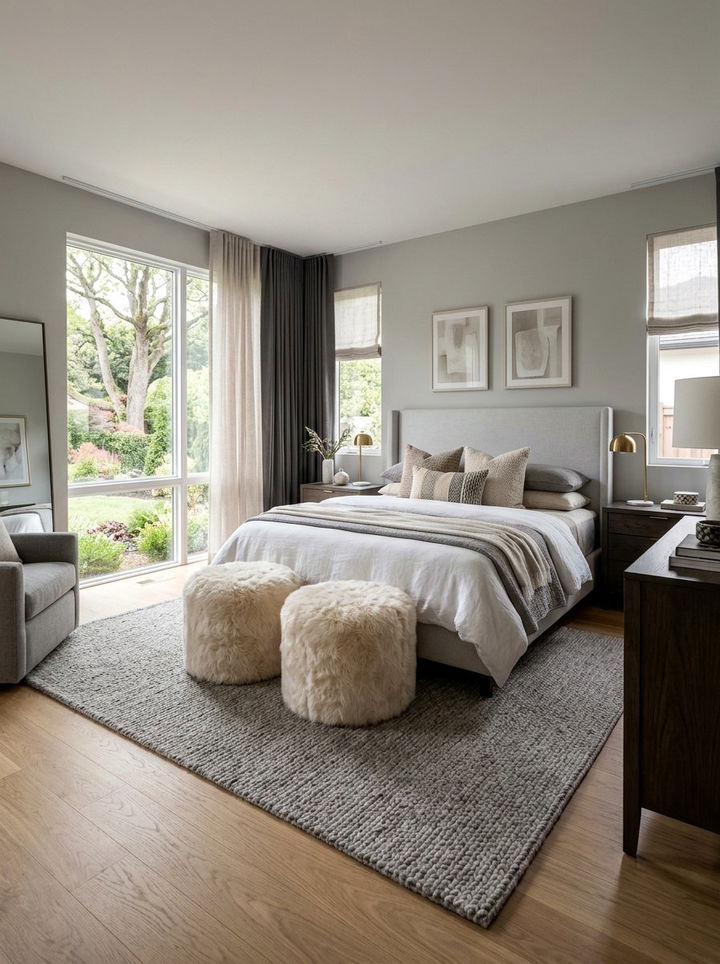 Faux Fur Ottoman - 30 faux fur bedroom ideas