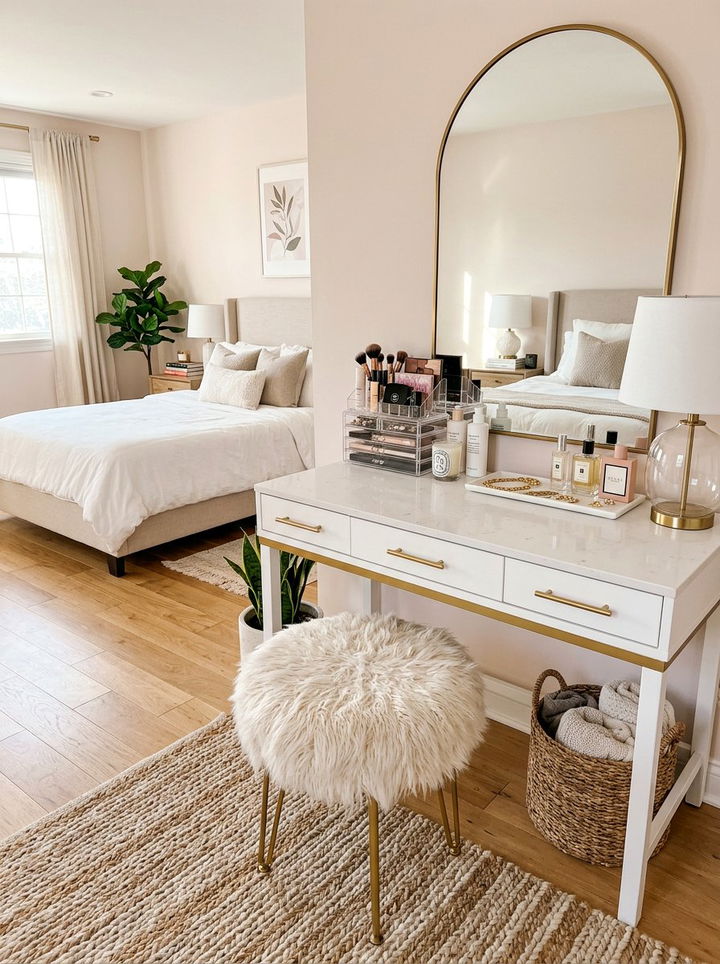 Faux Fur Stool - 30 faux fur bedroom ideas