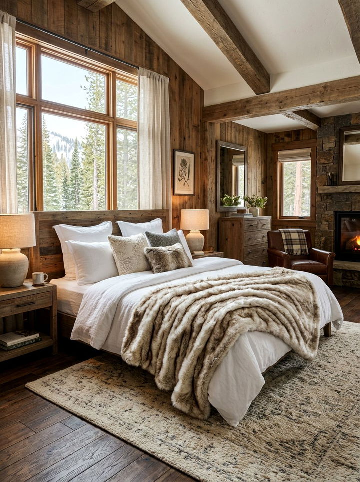 Faux Fur Throw Blanket - 30 woodland bedroom ideas