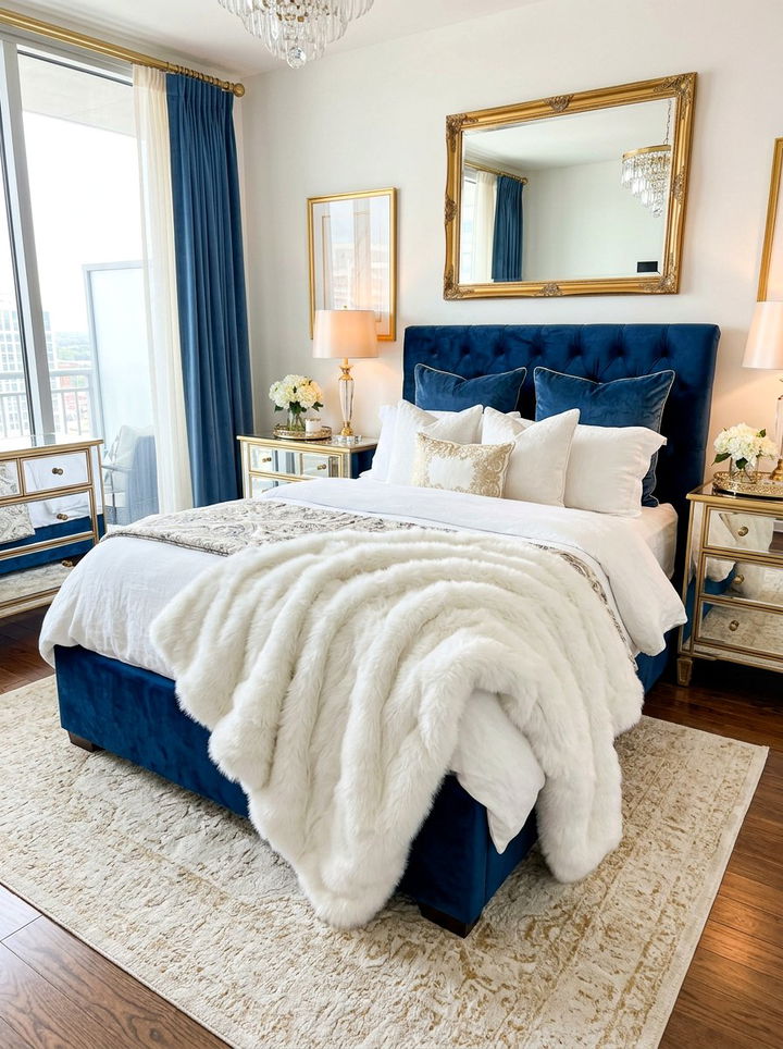 Faux Fur Throw Blanket Decor - 30 Hollywood regency bedroom ideas