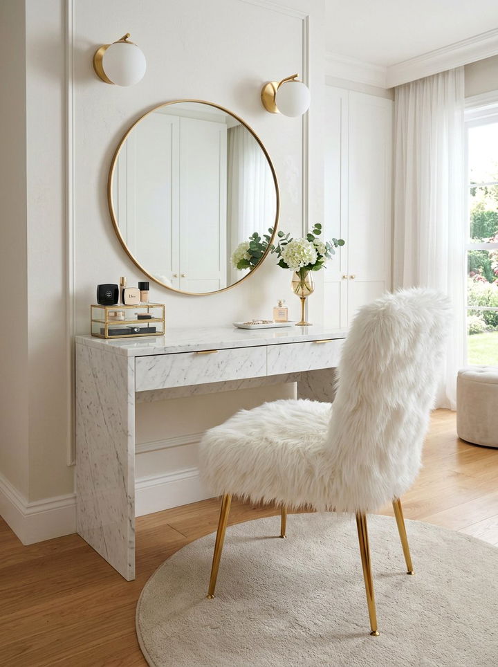 Faux Fur Vanity Chair - 30 bedroom chairs