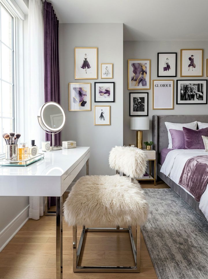 Faux Fur Vanity Stool - 30 bedroom vanity stools