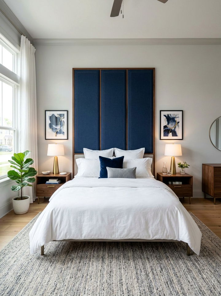 Faux Headboard Wall - 30 command strip bedroom ideas