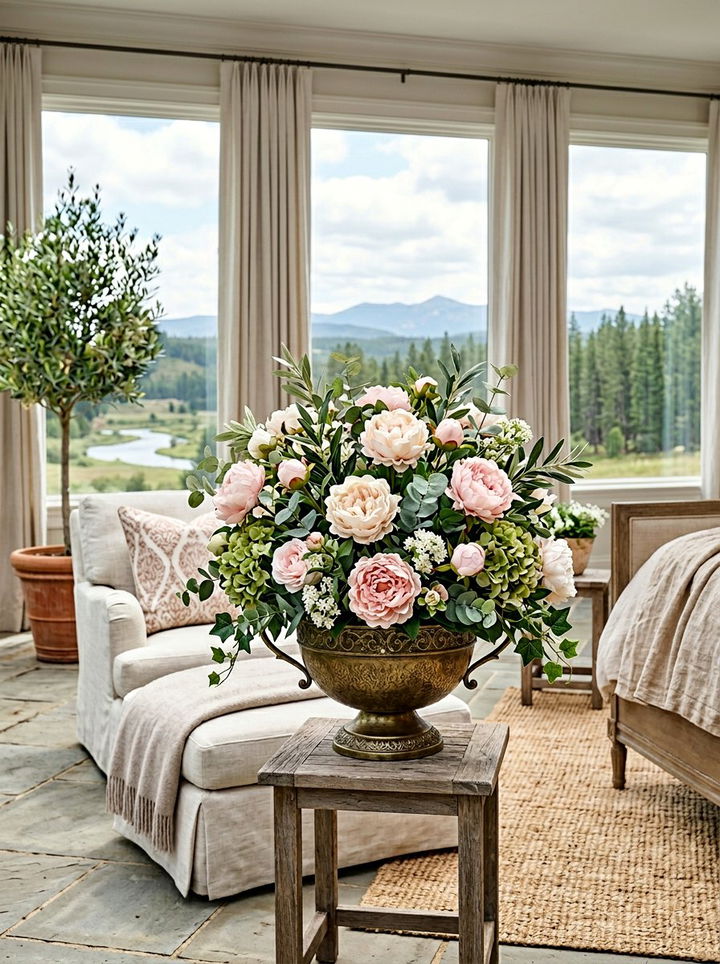Faux Peony Centerpiece - 30 bedroom faux flowers