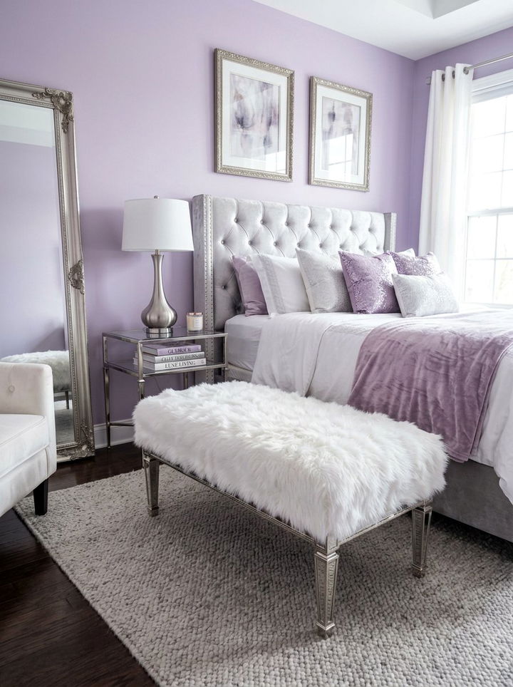 Faux fur bedroom ottoman - 30 bedroom ottomans