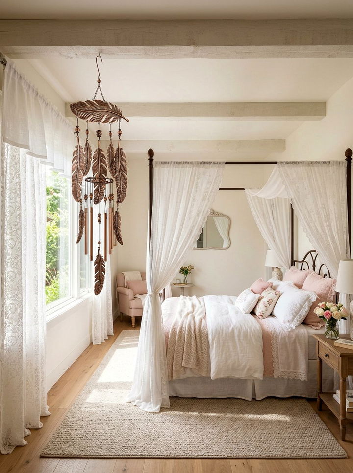 Feather wind chime dreamcatcher - 30 bedroom wind chimes