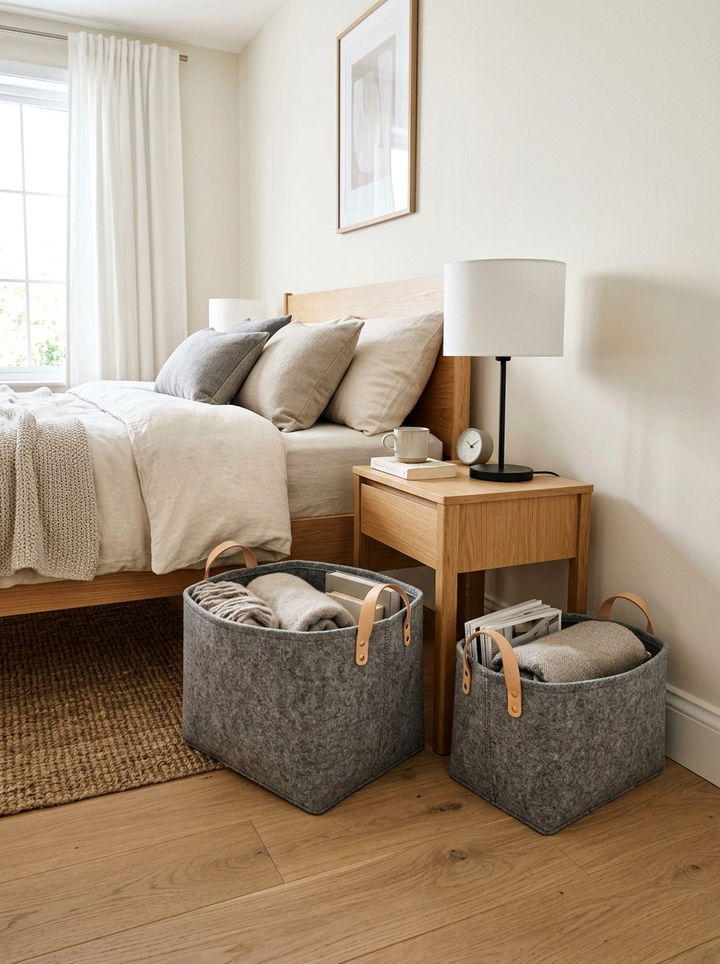 Felt Storage Baskets - 30 bedroom storage boxes