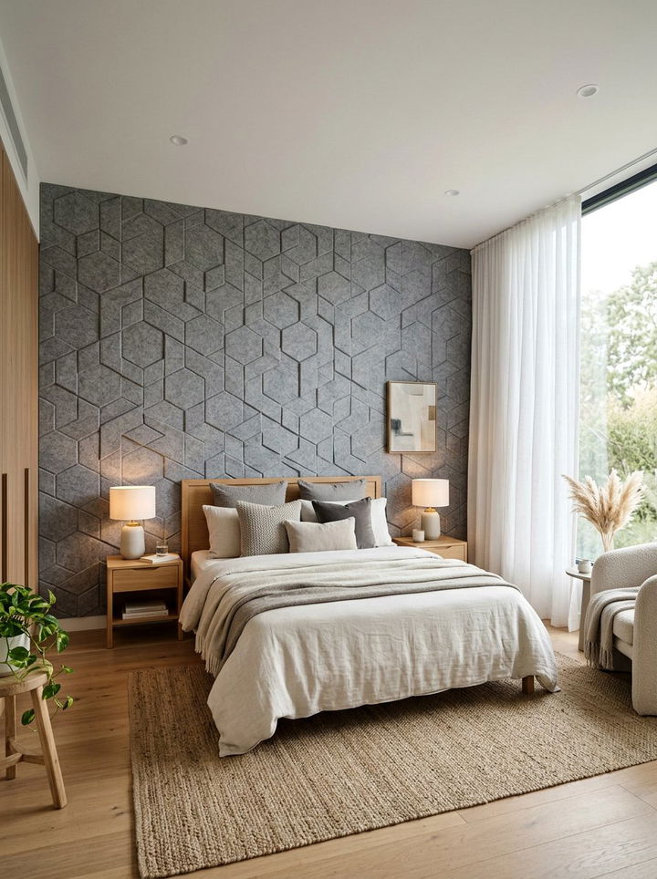 Felt wall tiles - 30 removable bedroom ideas
