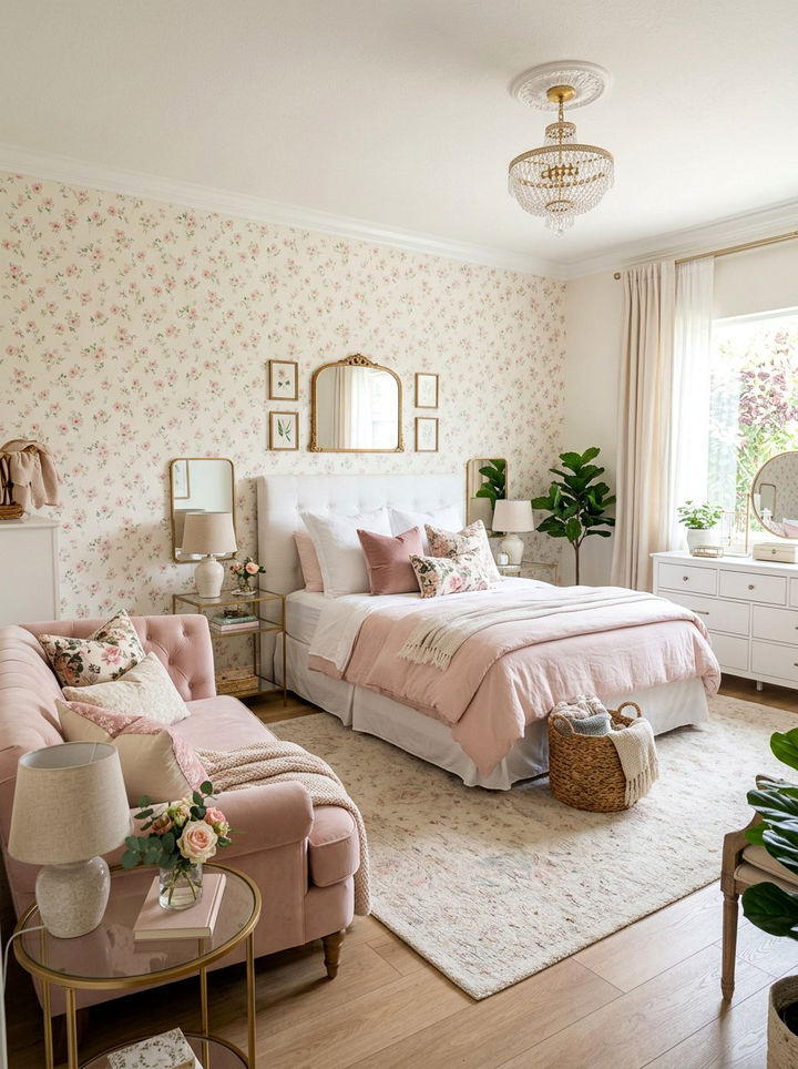 Feminine Bedroom With Pastel Lounge - 30 bedroom with lounge ideas