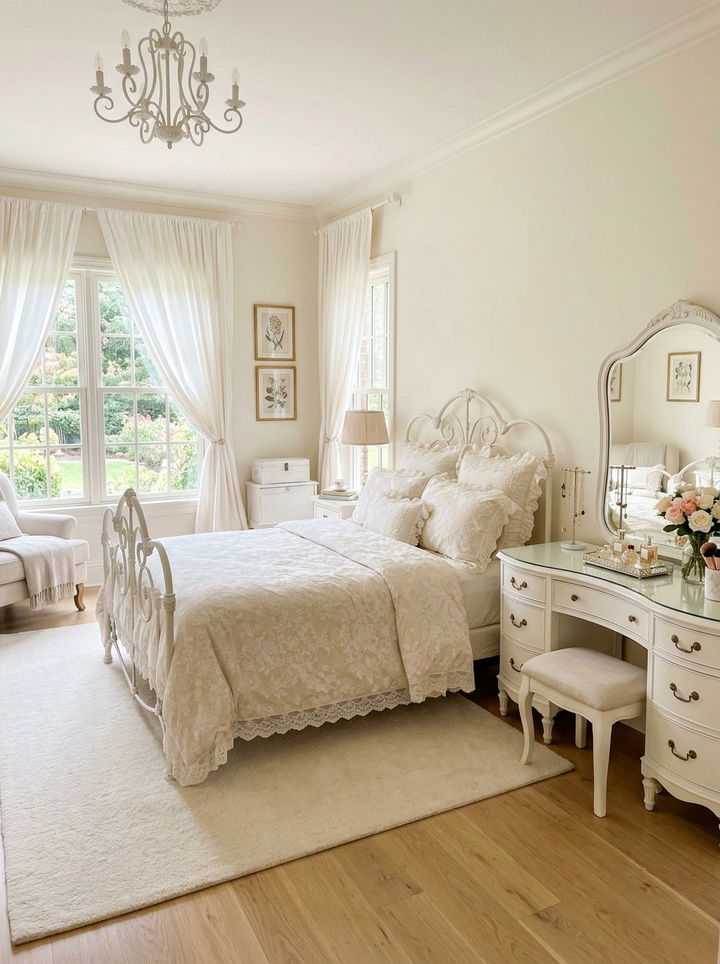 Feminine Cream White Bedroom - 30 cream and white bedroom ideas
