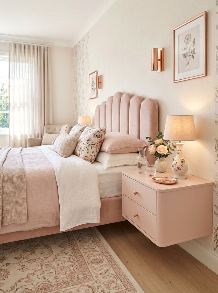 Feminine Floating Nightstand - 30 bedroom floating nightstands