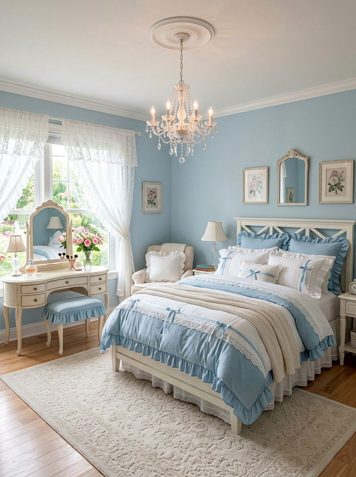 Feminine cerulean blue bedroom - 30 cerulean bedroom ideas