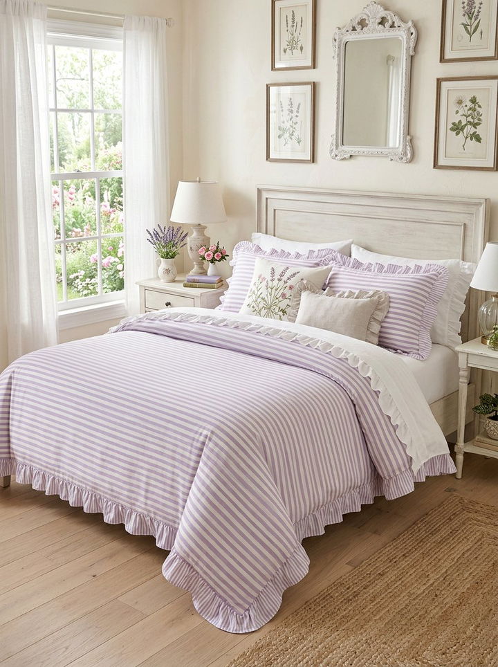 Feminine striped bedding - 30 bedroom striped bedding ideas