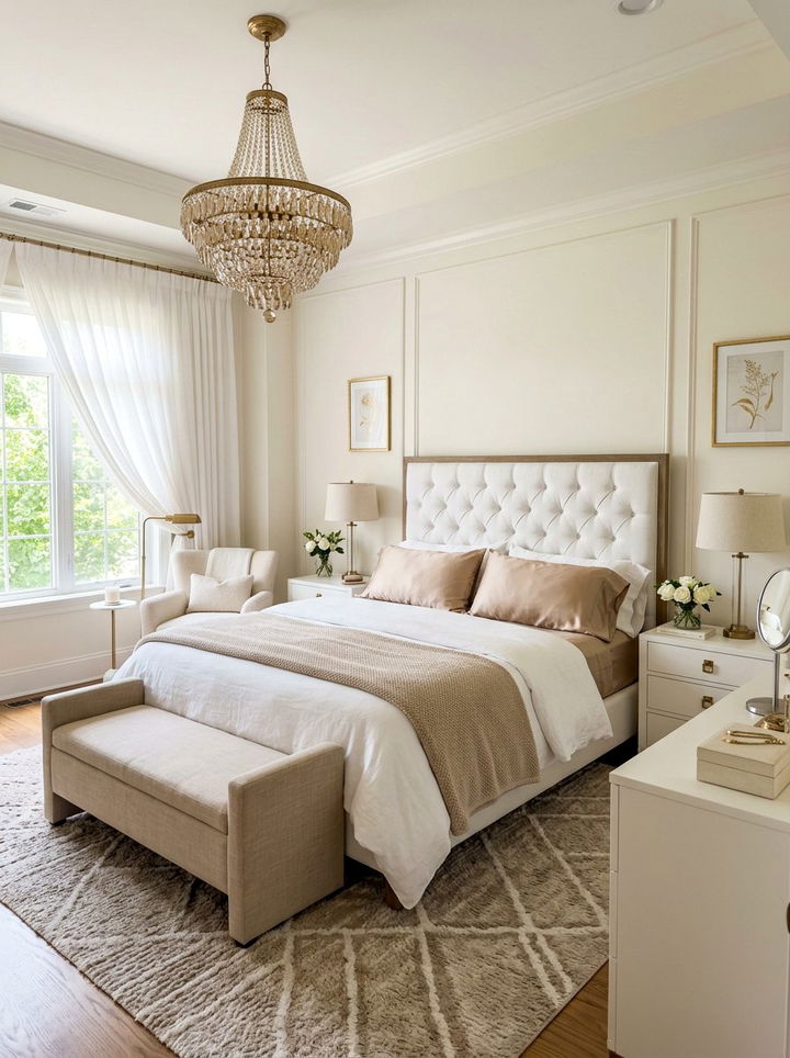 Feminine tan and white bedroom - 30 tan and white bedroom ideas