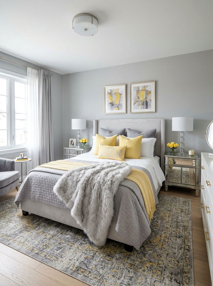 Feminine yellow and gray bedroom - 30 yellow and gray bedroom color combo