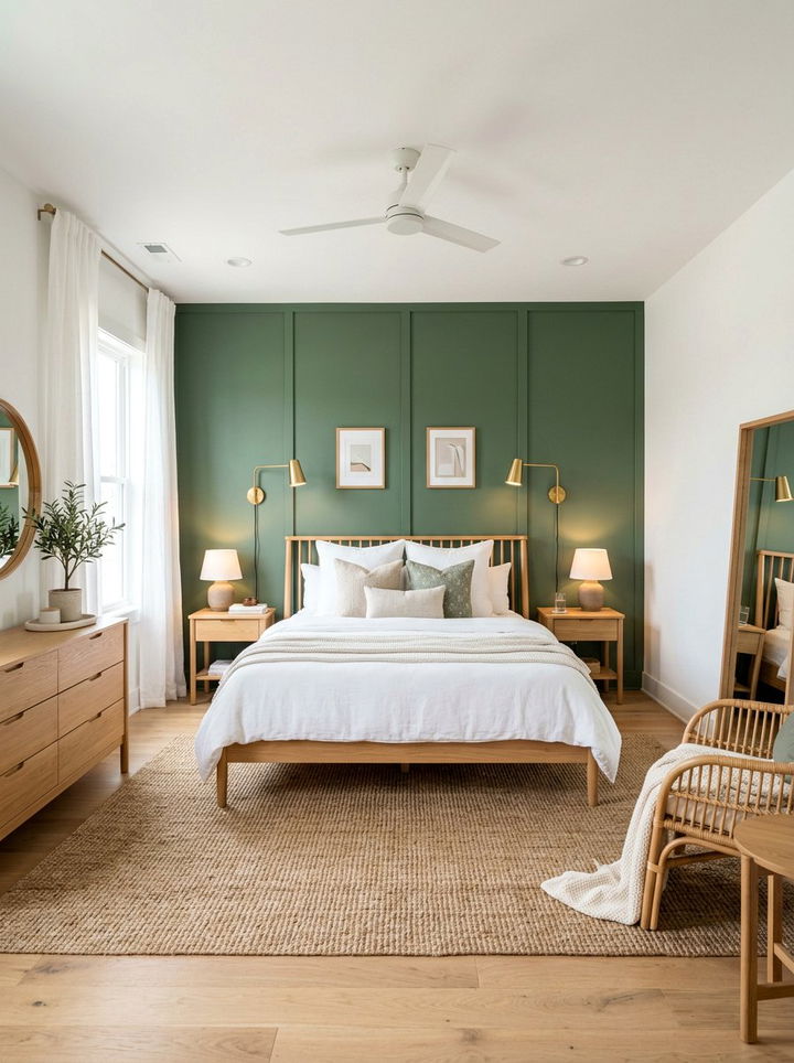 Fern Green Accent Wall - 30 fern green bedroom ideas