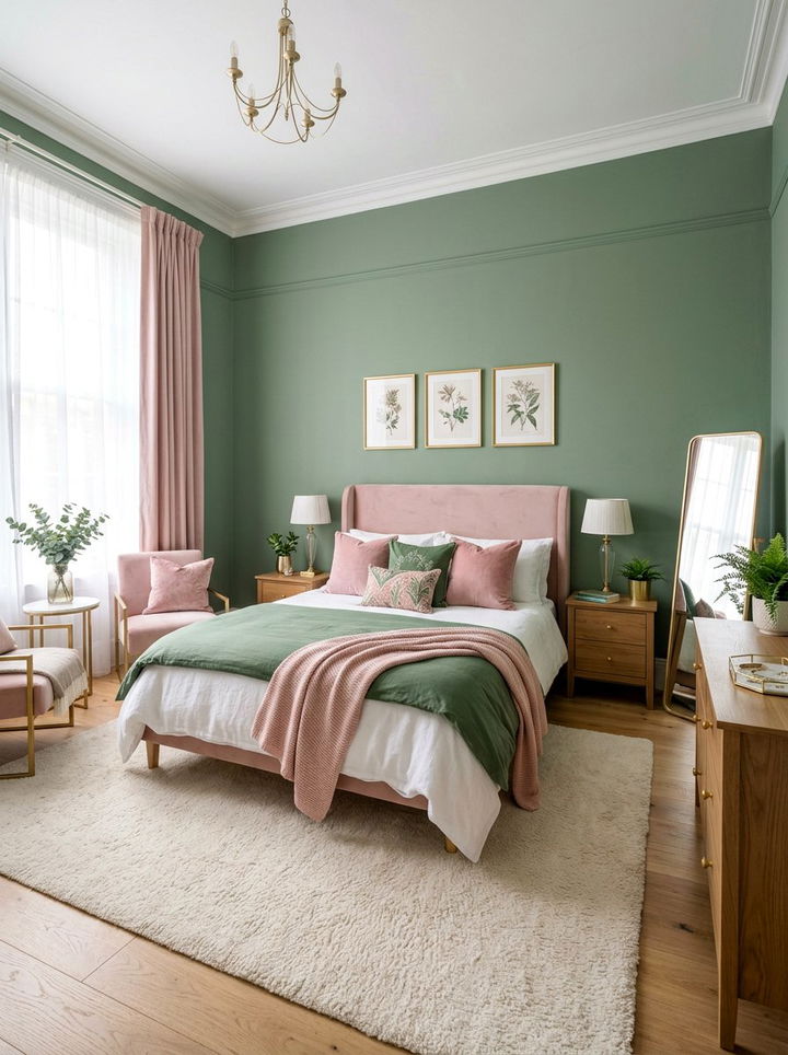 Fern Green And Blush Pink Bedroom - 30 fern green bedroom ideas