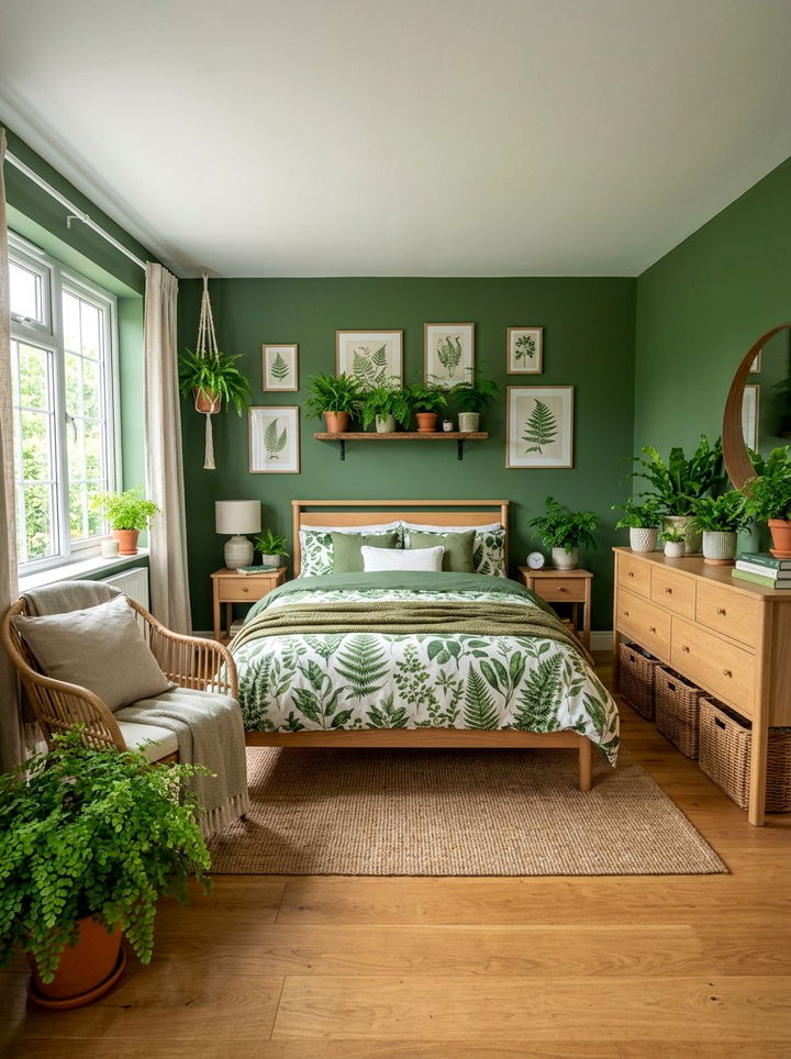 Fern Green Botanical Bedroom - 30 green bedroom decor ideas