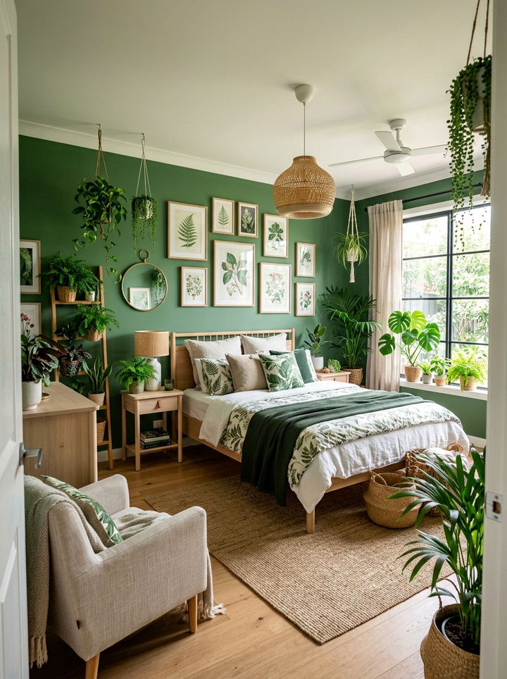 Fern Green Botanical Bedroom - 30 bedroom green walls