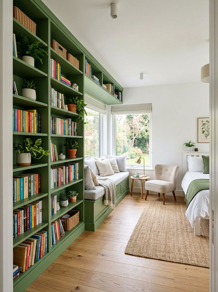 Fern Green Built In Shelves Bedroom - 30 fern green bedroom ideas