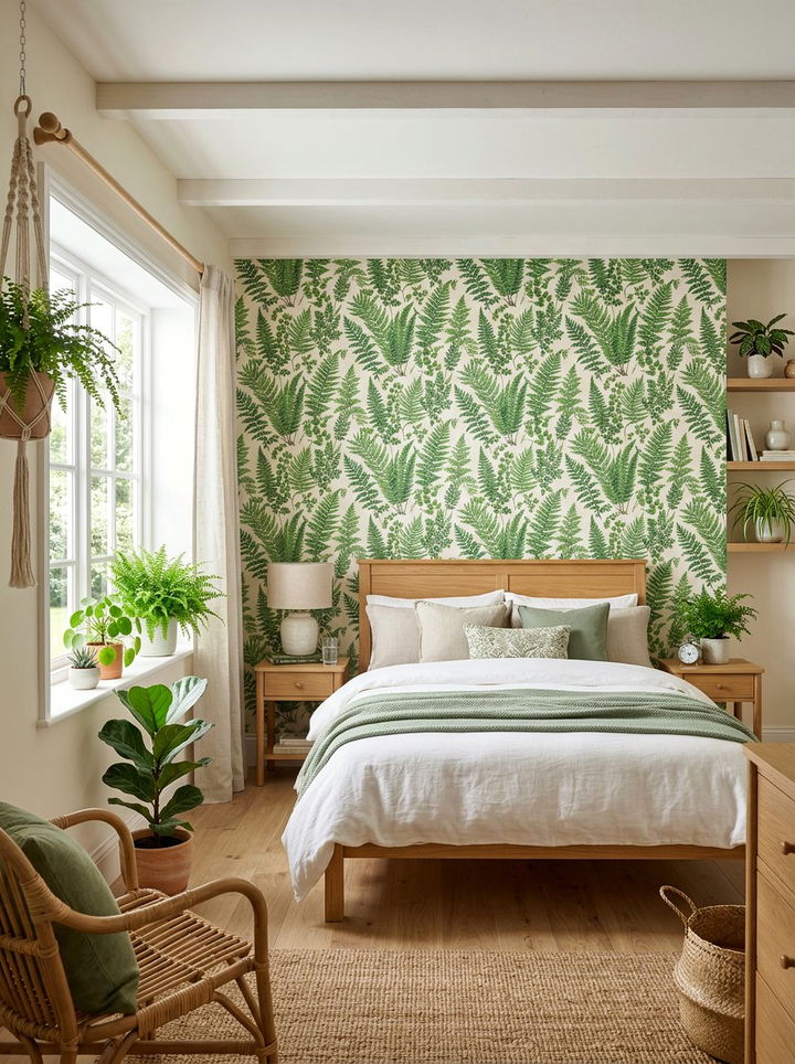 Fern Print Wallpaper - 30 bedroom botanical wallpapers