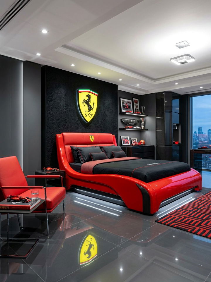 Ferrari Theme Room - 30 race car bedroom ideas