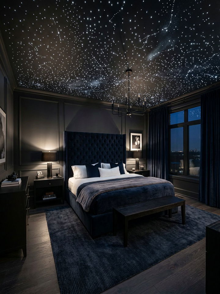 Fiber Optic Star Ceiling - 30 galaxy bedroom ideas