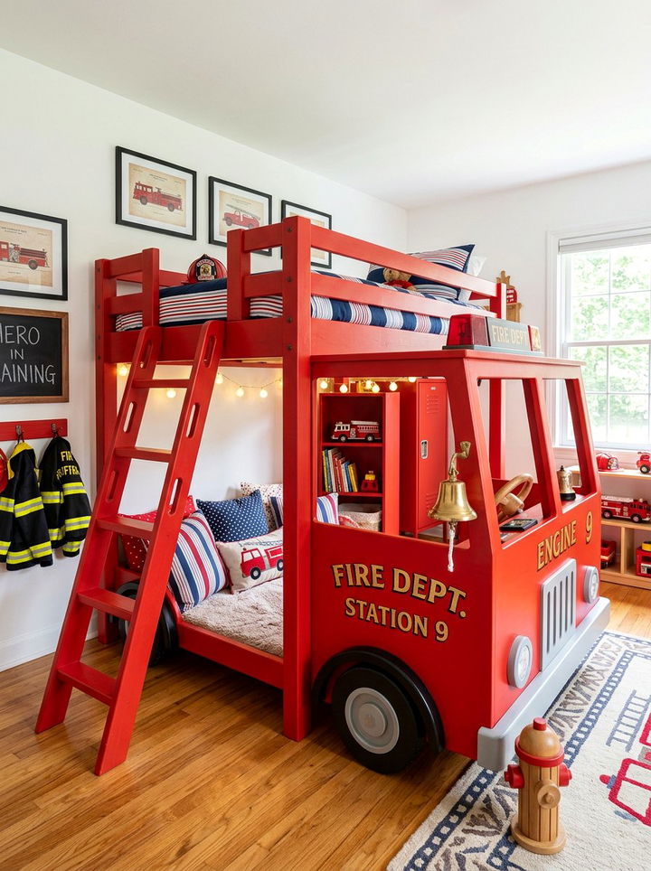 Fire Truck Loft - 30 truck bedroom ideas