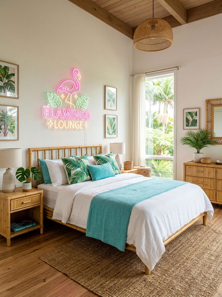 Flamingos Neon Sign - 30 bedroom neon signs