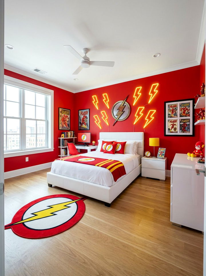 Flash lightning bolt bedroom - 30 superhero bedroom ideas