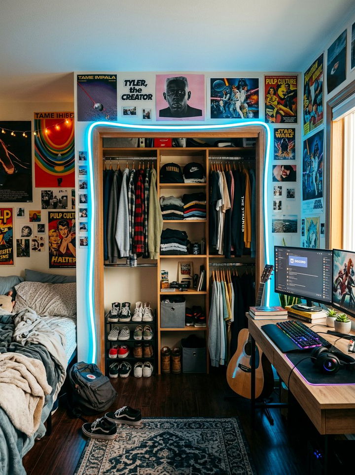 Flexible Neon Rope Lights For Closet Borders - 30 bedroom closet lighting ideas