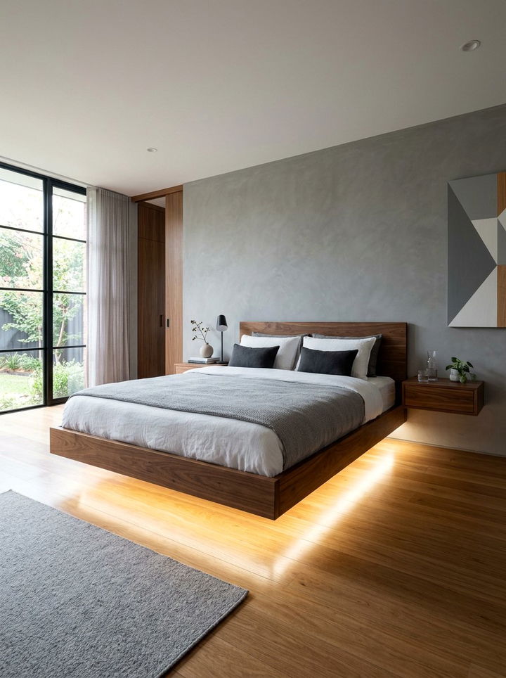 Floating Bed Frame - 30 bedroom makeover ideas