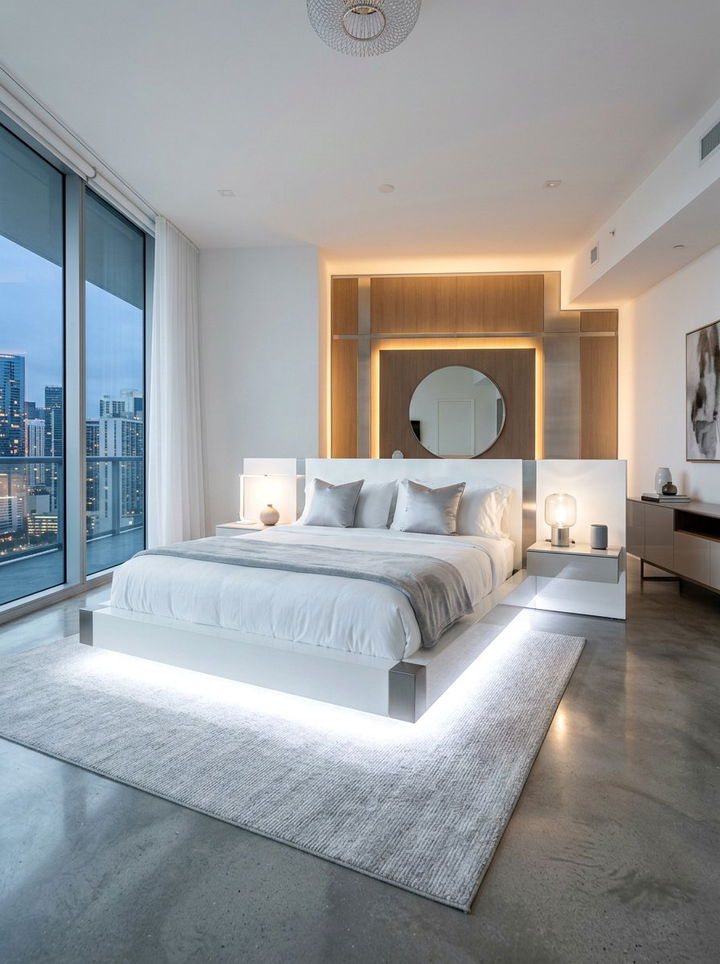 Floating Bed With Lighting - 30 modern glam bedroom ideas